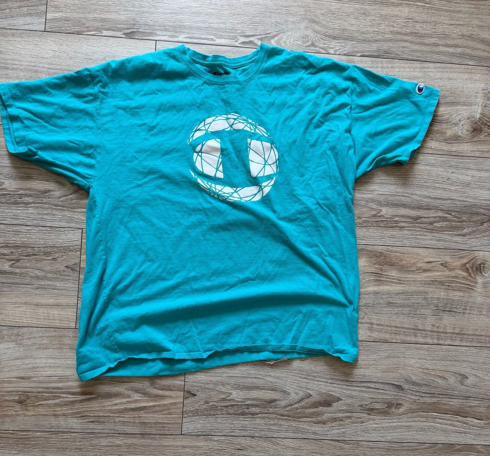 Champion Graphic Orb Logo T-Shirt Electric Cyan Blue 2XL