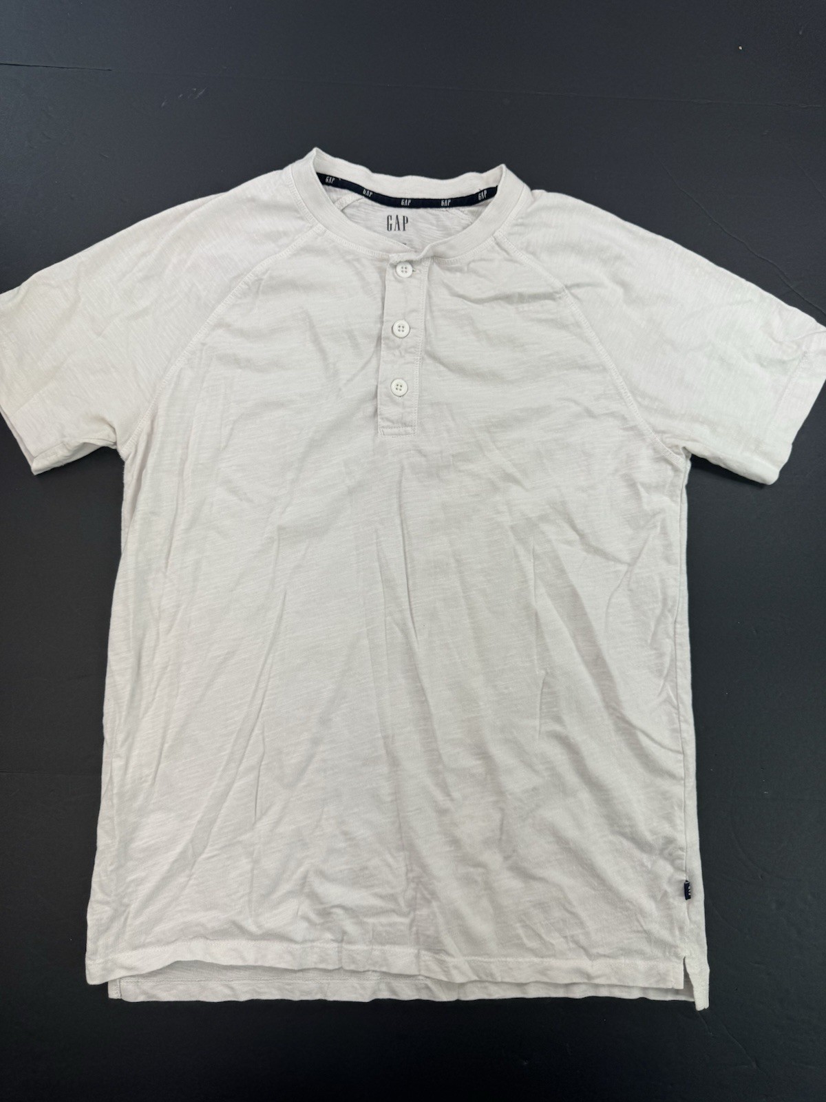 Gap White Henley Button T-Shirt Mens Size Medium Cotton Short Sleeve