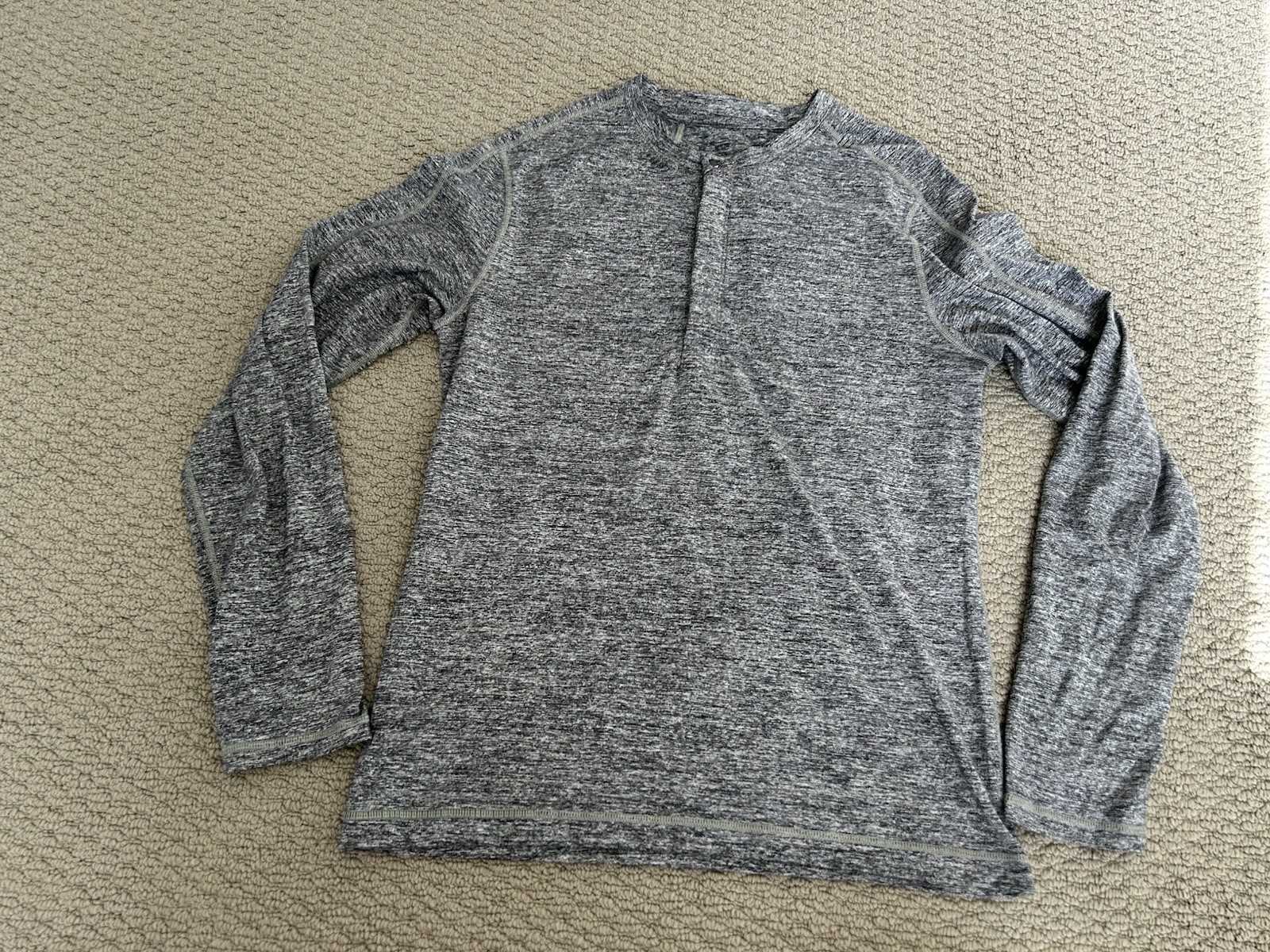 Lululemon Surge Long Sleeve Henley Space Dye Camo Black Dark Slate Size Small