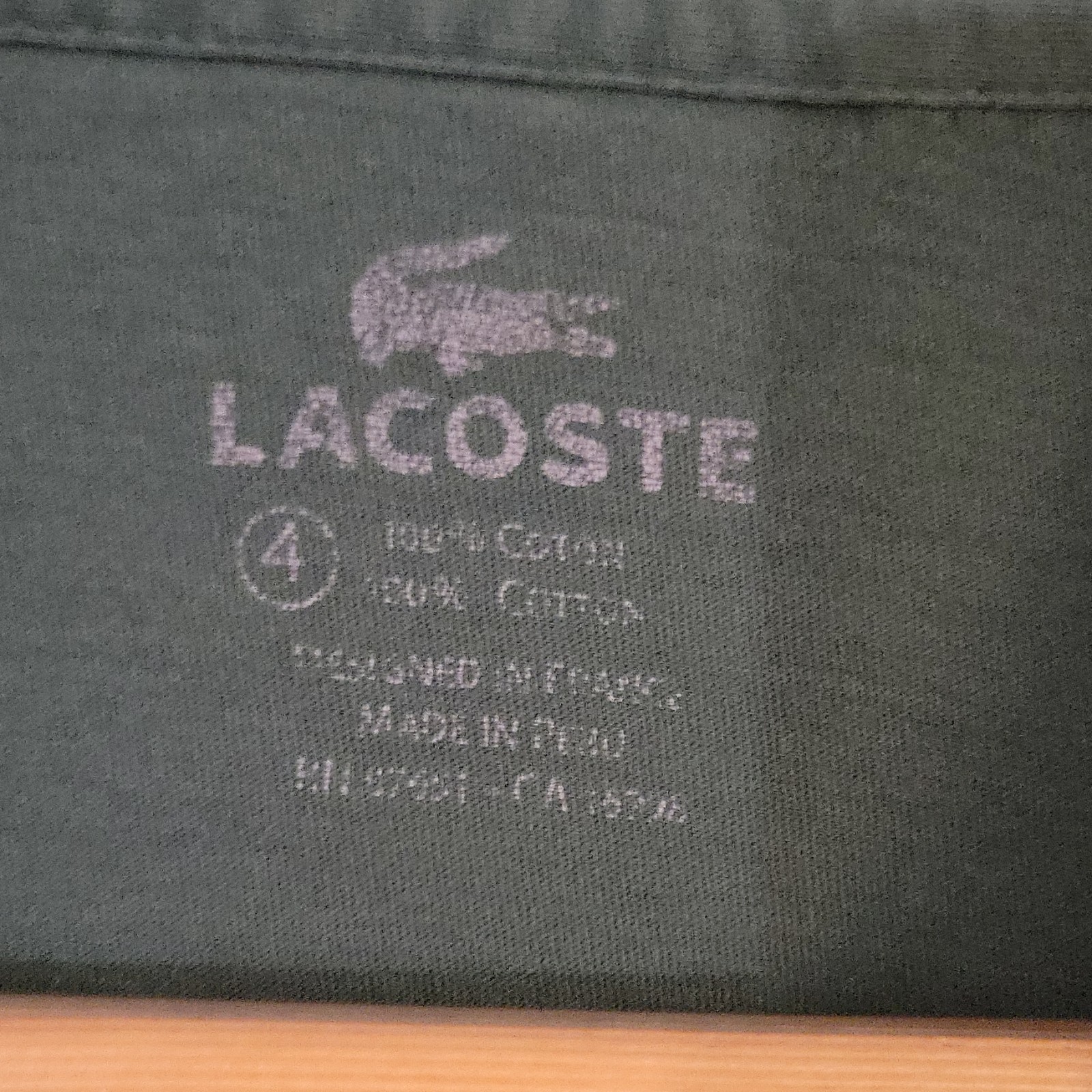 Lacoste Men’s Short Sleeve Crew Neck Logo T-Shirt Green Cotton Jersey Size 4