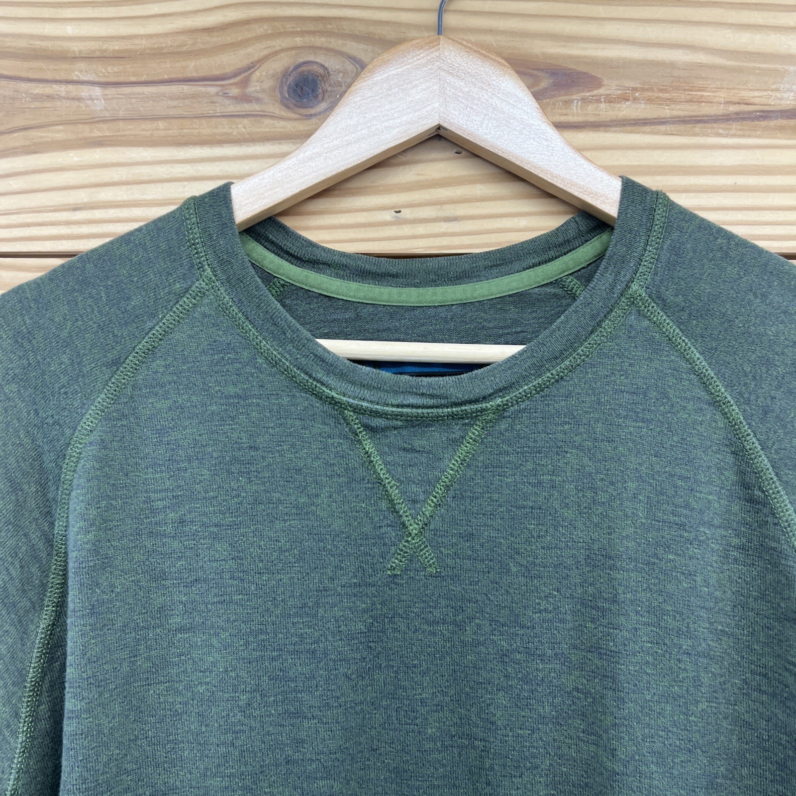 The North Face Shirt Mens Large Green Pullover Cotton Blend Thick Cotton B170