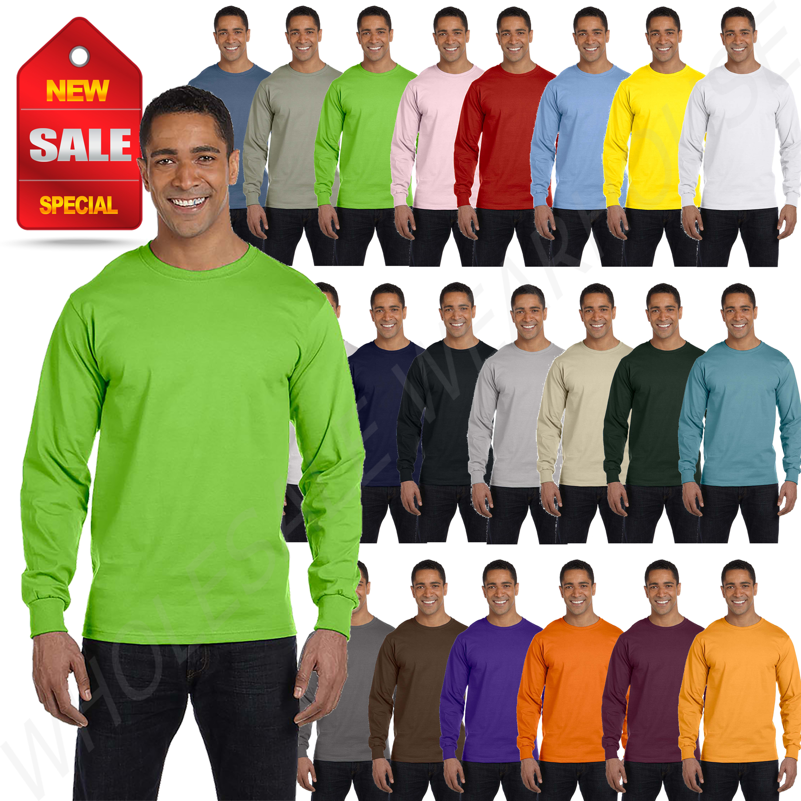 NEW Hanes 6.1 oz 100% Cotton Long-Sleeve Beefy-T S-3XL T-Shirt M-5186