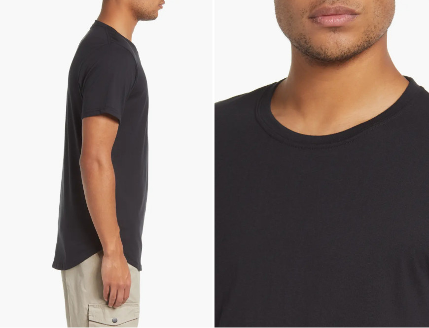 KUWALLA Eazy Scoop Cotton Blend Crewneck T-Shirt in Black-Small