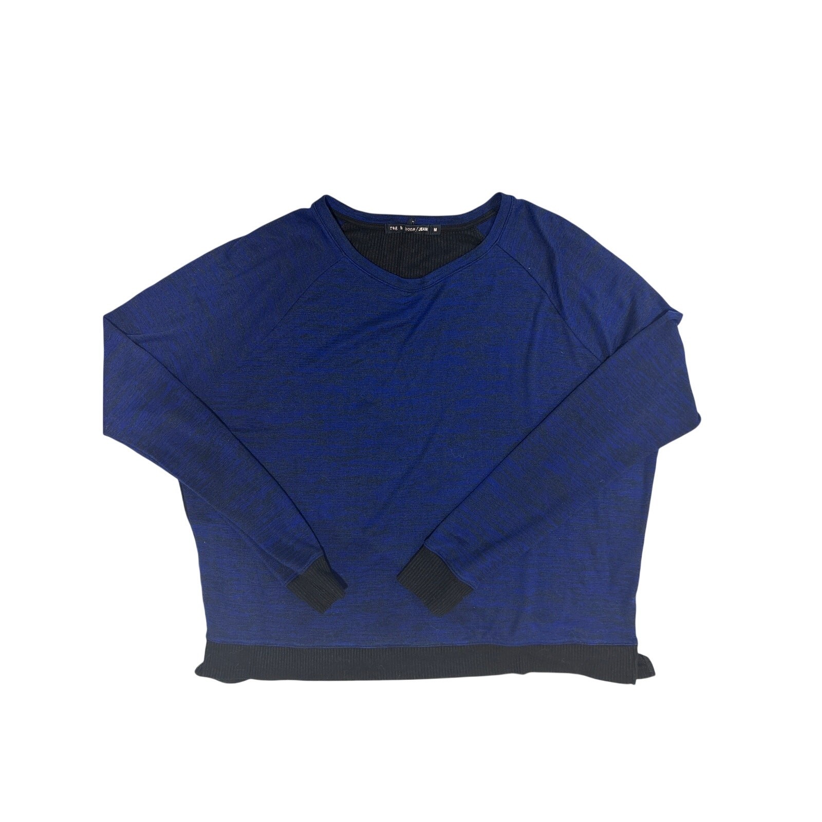 Rag & bone long sleeve shirt features blue and black textured pattern Size M