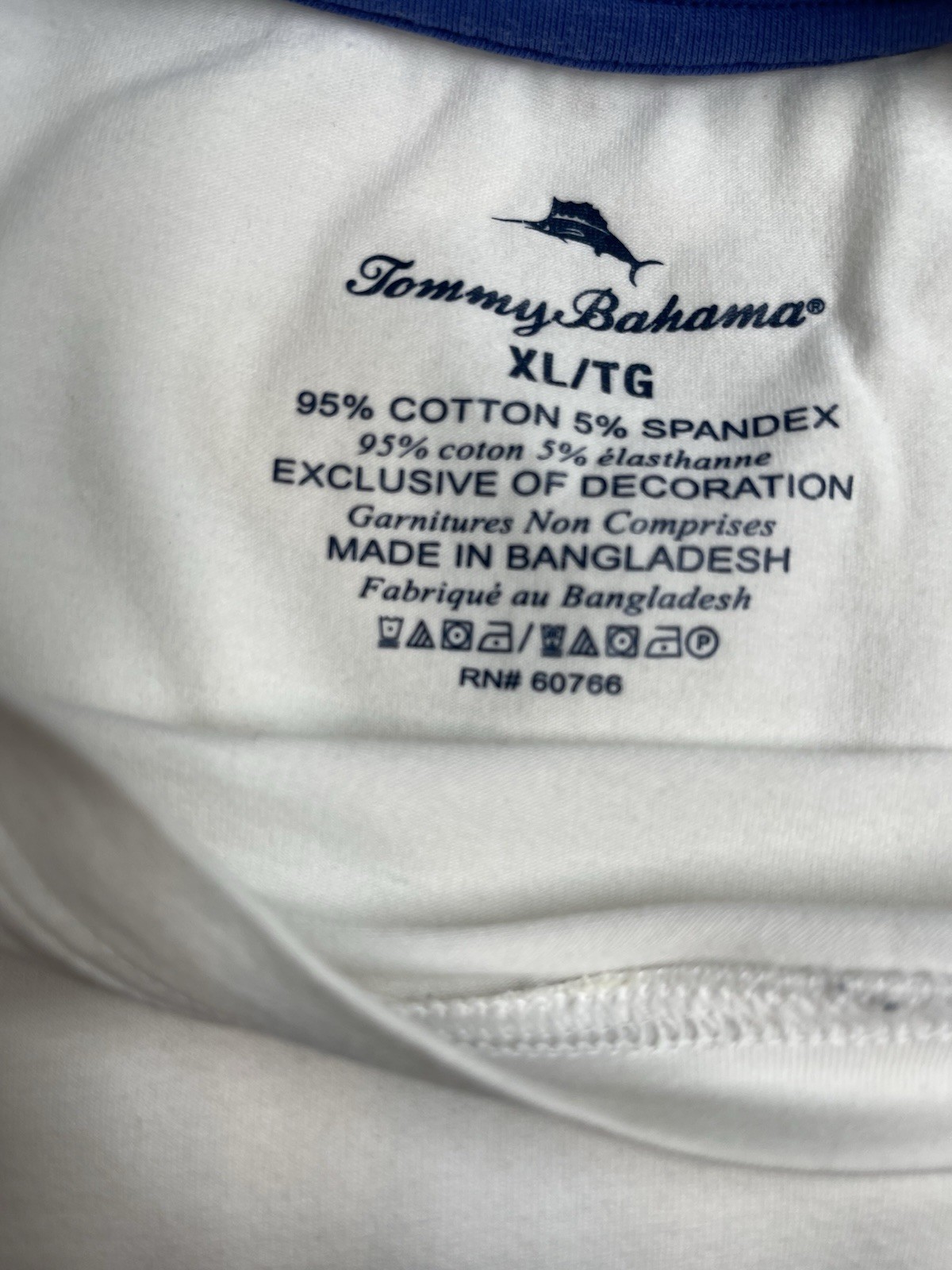 Tommy Bahama Men’s Big & Tall XL/TG Crew Neck Stretch Knit Logo T-Shirt White