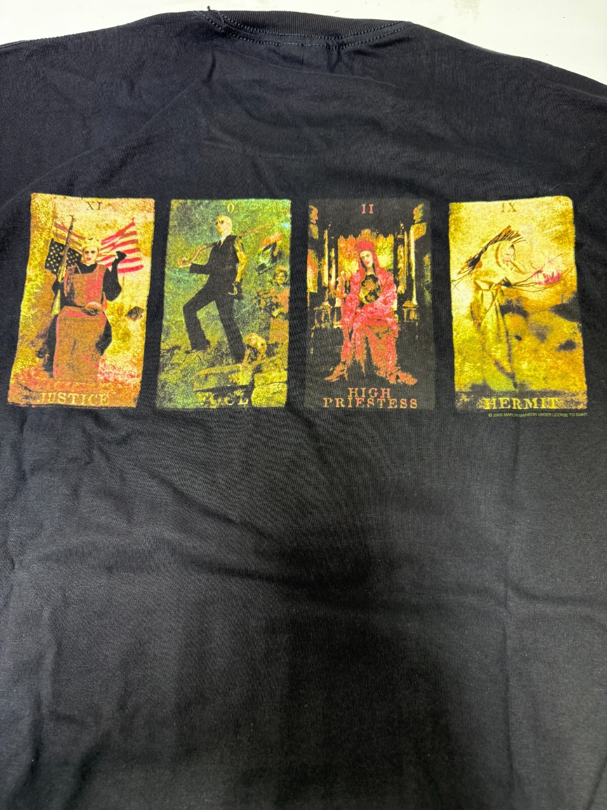 Rare Vintage Merch Marilyn Manson Death Tarot Card 2000 Cotton BG Shirt Size XL