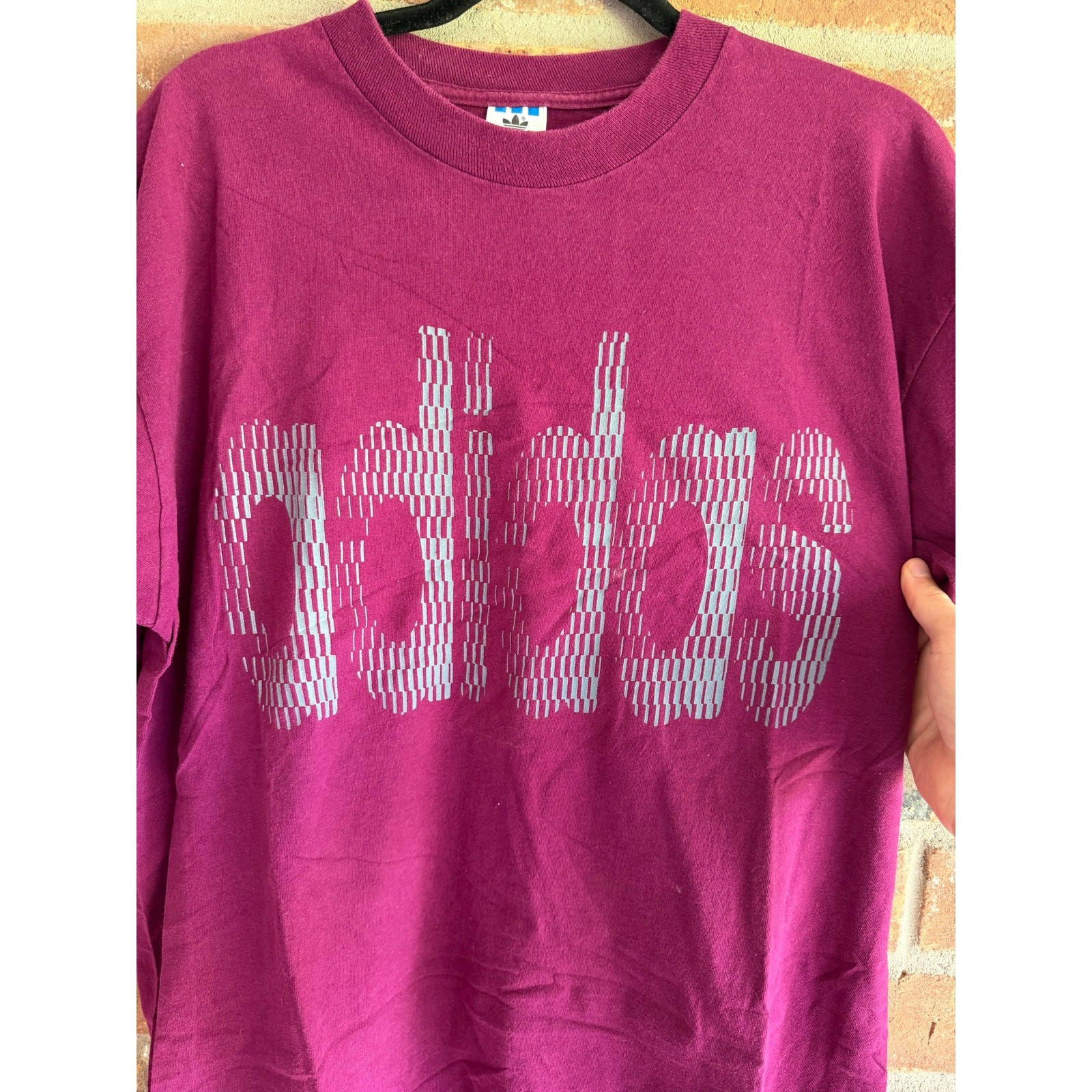Vintage Adidas Originals Single Stitch USA Made Trefoil Tee Large Burgundy