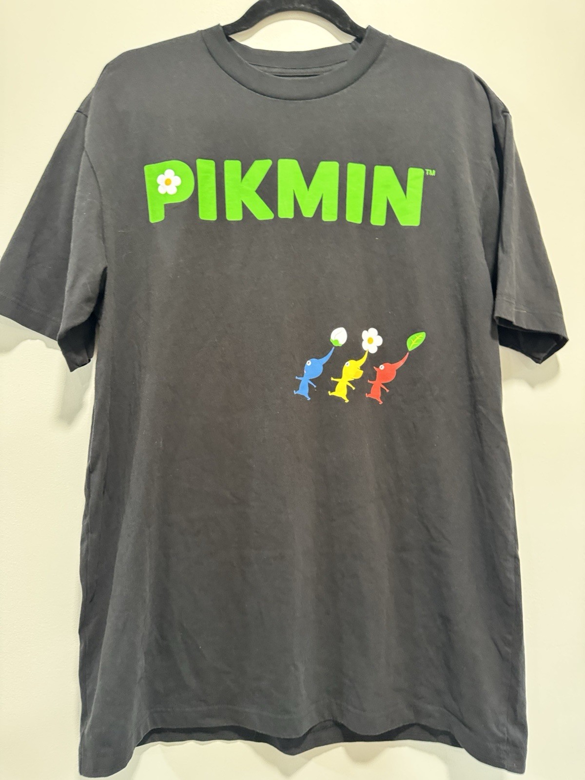 Nintendo Pikmin Graphic T Shirt Black Large Video Game Dbl Sided Tee & Freebie