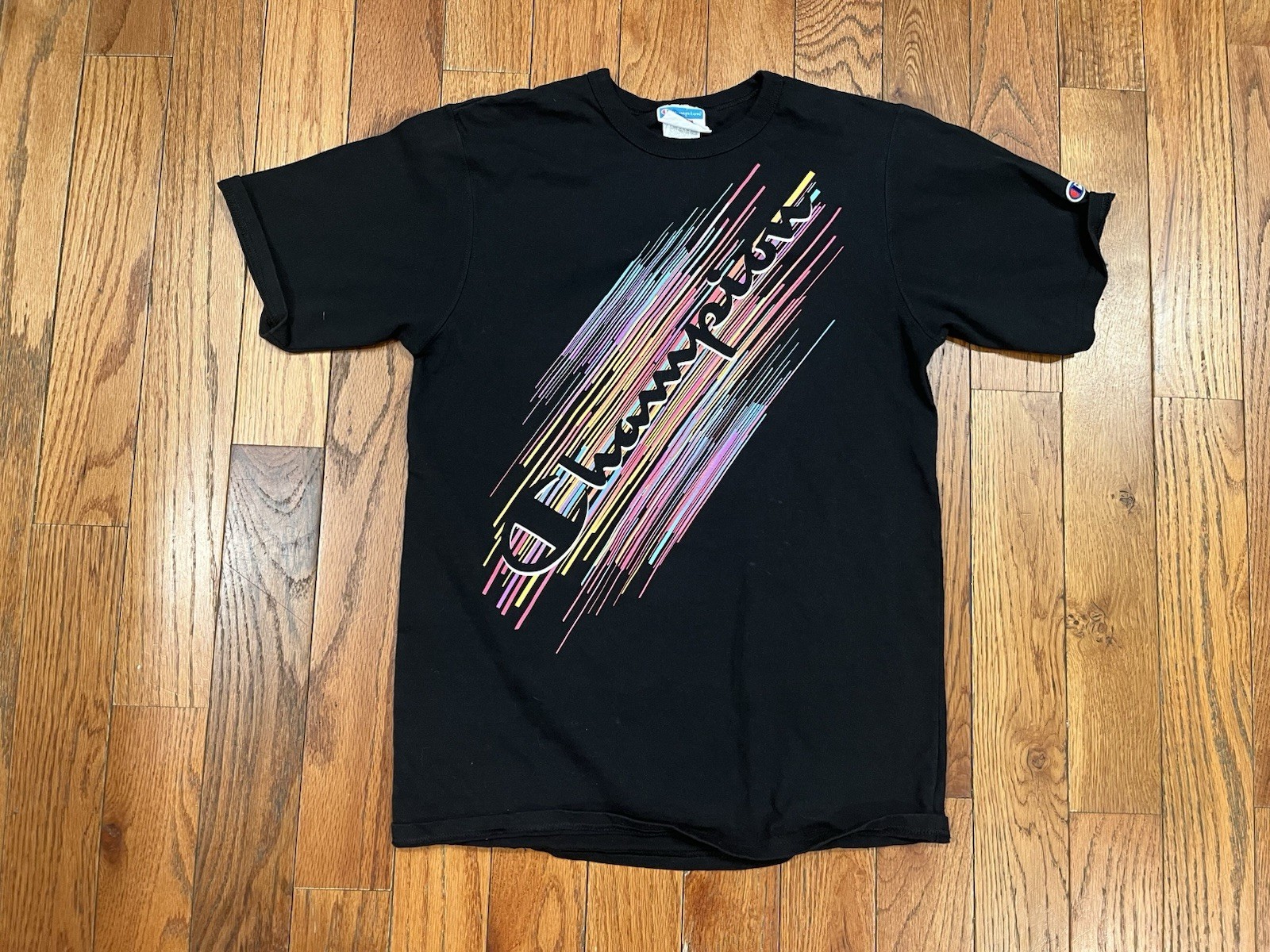 Vintage Champion Big Spellout T-Shirt Mens Medium Logo Tee 90s Short Sleeve