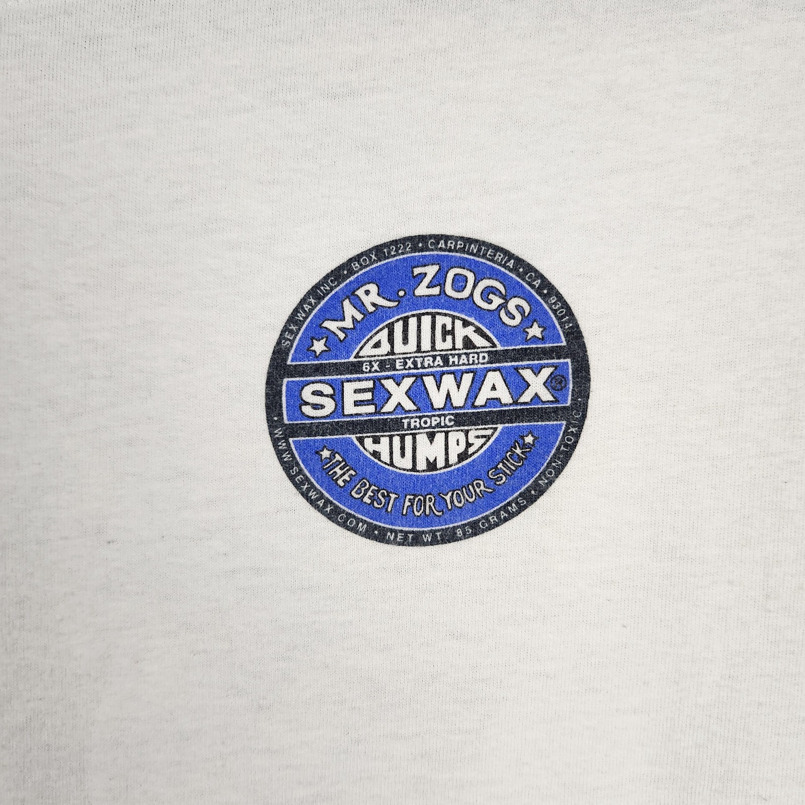 Mr Zogs Sex Wax Shirt Mens Medium White Surf Logo Graphic Tee Beach Surfing