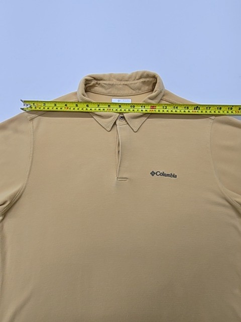 Columbia Outdoor Polo Shirt Men’s Tan L/G Regular Fit Logo Knit