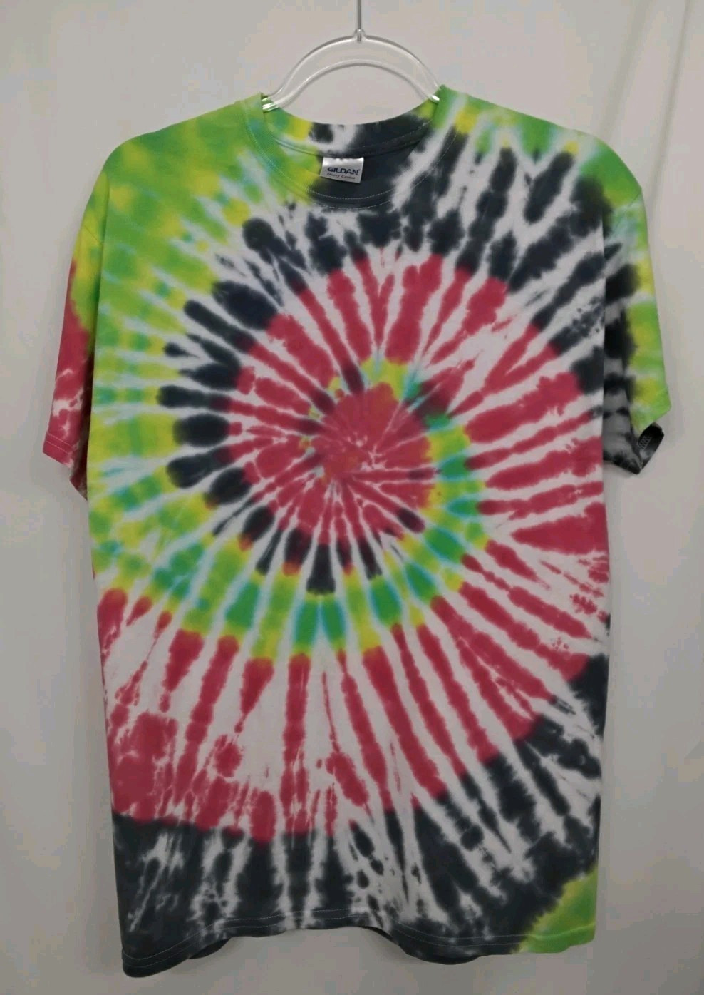 New Tie Dye Men’s T-Shirt Medium Green Red Multicolor Summer Swirl Spiral