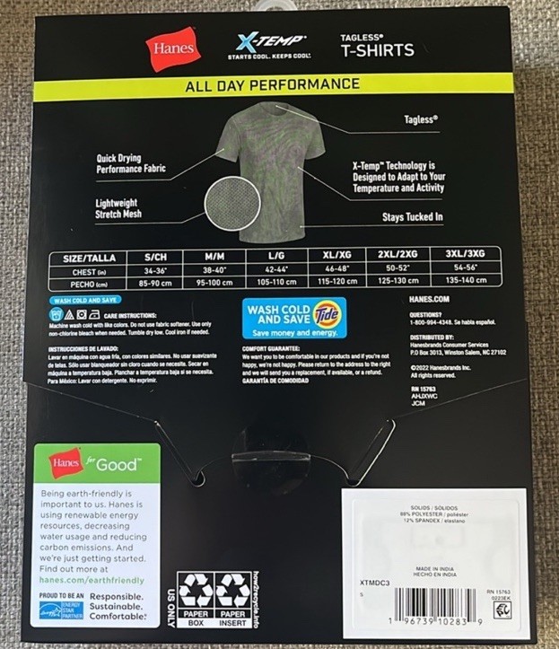 HANES X-TEMP TAGLESS WICKING MESH 3-Pack TEE SHIRTS S Small unisex