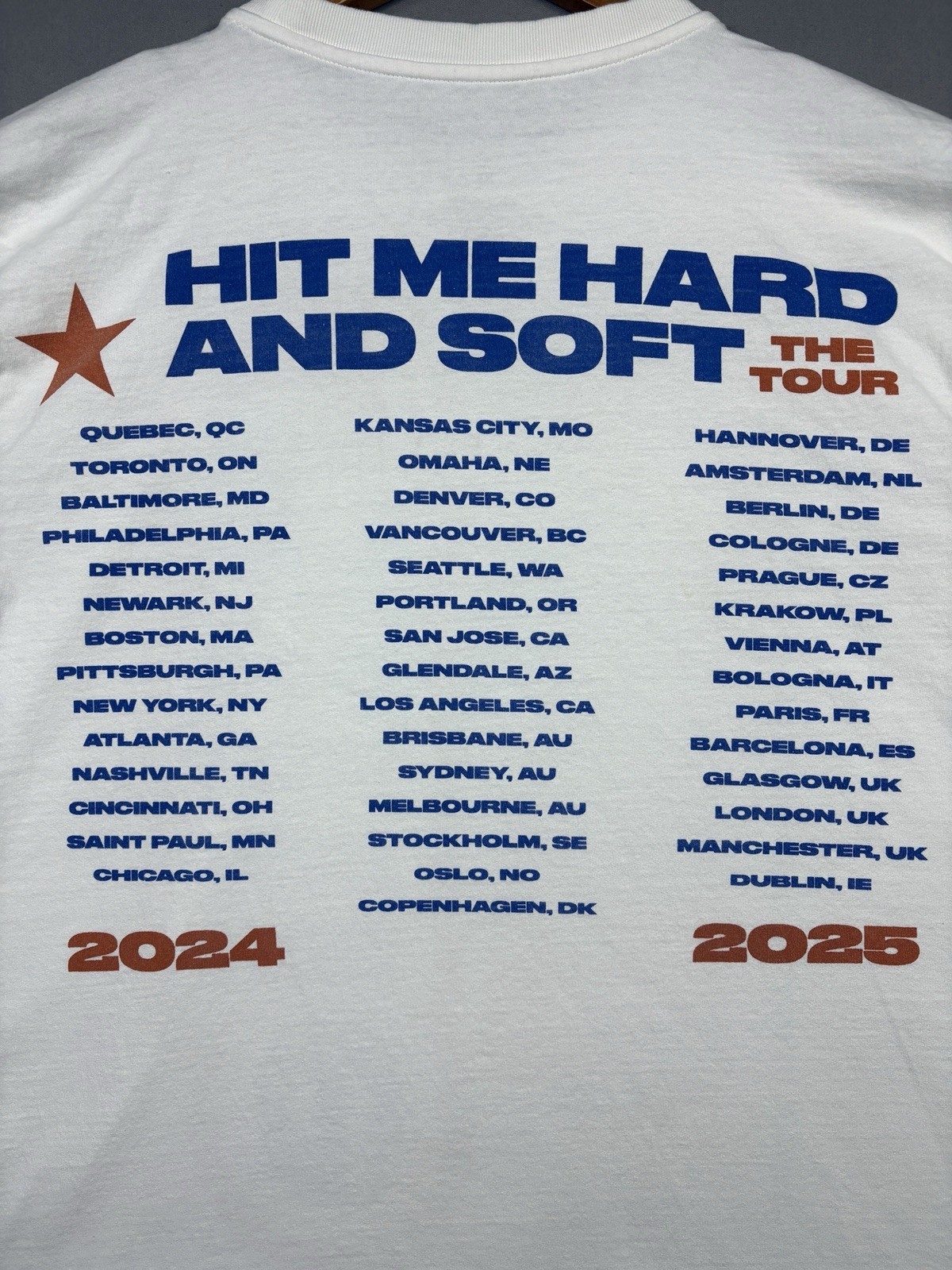 Billie Eilish Hit Me Hard And Soft Tour City Music Tee T Shirt 2024 2025 Sz XL