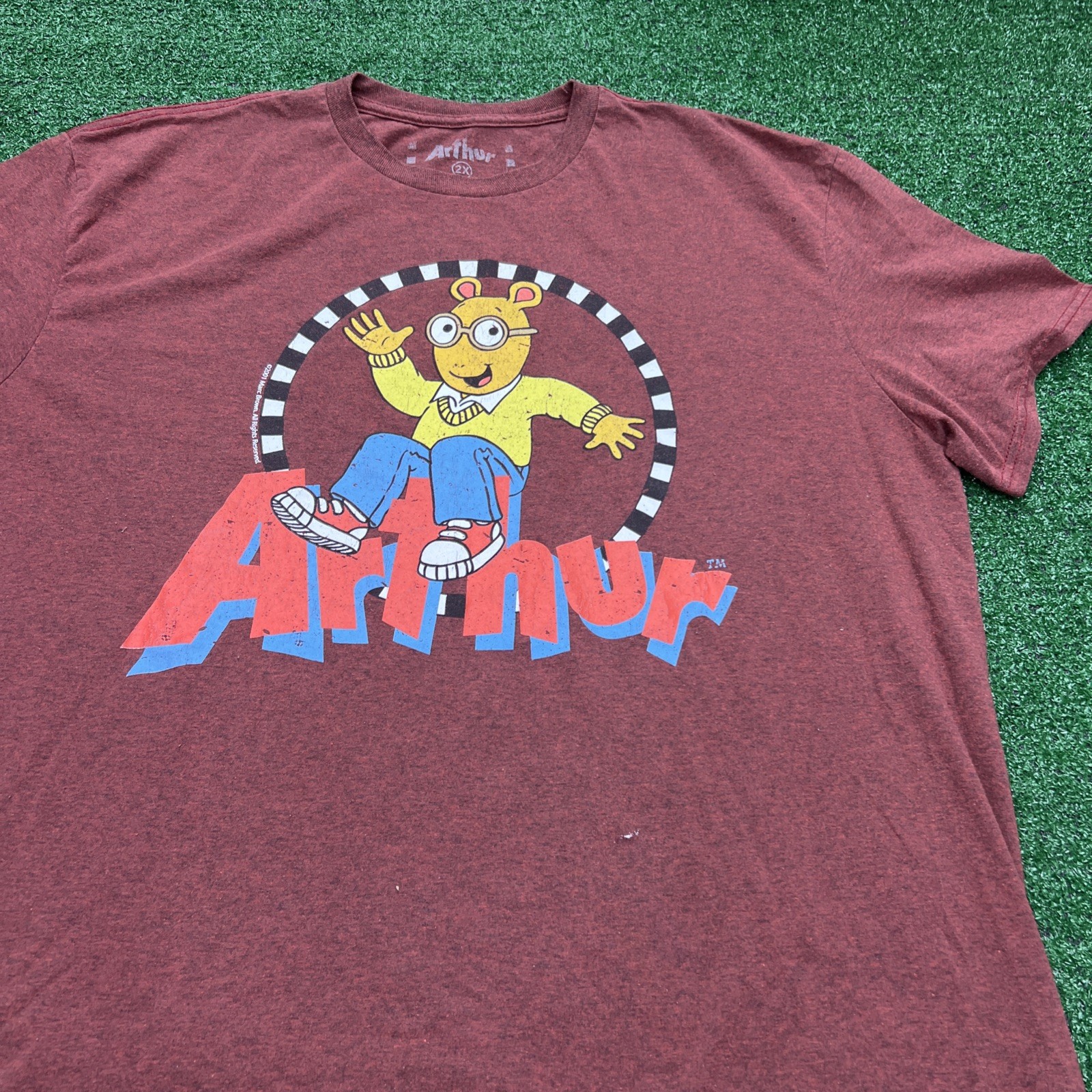 Arthur PBS Cartoon Intro T-Shirt Short Sleeve Red Mens Size 2XL