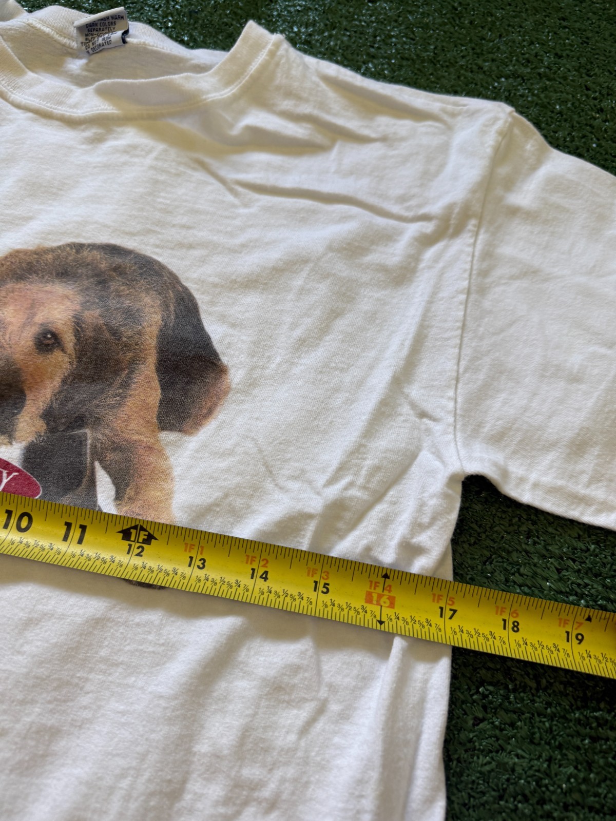 Womens Vintage Old Navy Dog 90s White Graphic T-shirt Large Cute Animal – Flaws
