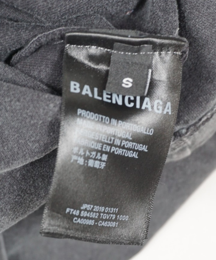 Balenciaga Paris T Shirt Mens Small Black College Logo Graphic Faded Authentic