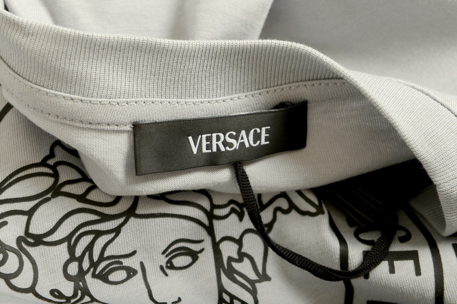 Versace Men’s Gray Logo Print Crewneck Short Sleeve T-Shirt US 2XL IT 56