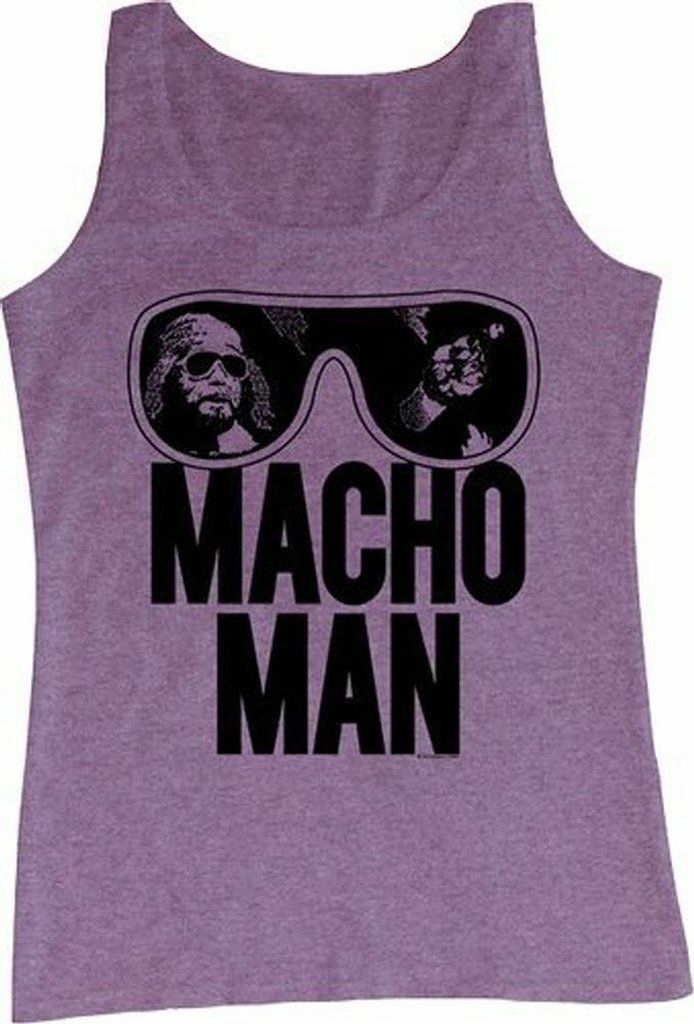 Adult WWE World Wrestling Entertainment Old School Macho Man Glasses Purple Tank