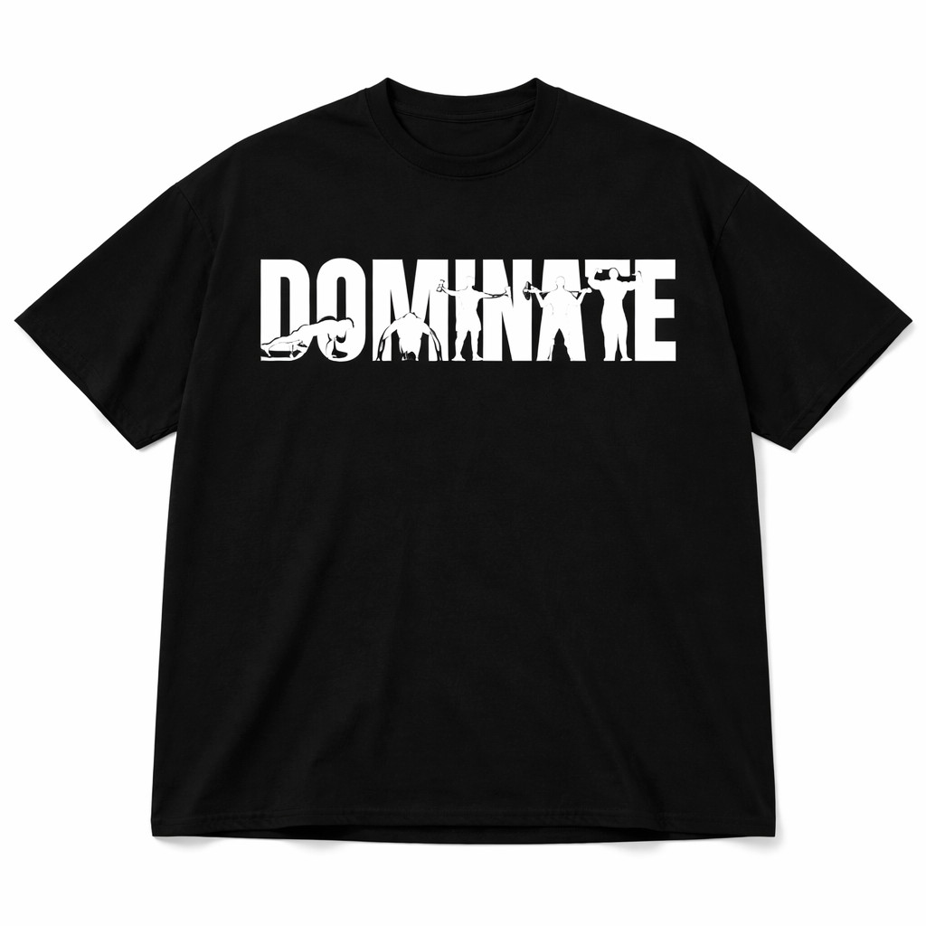 Dominate Gym T-Shirt Men Workout Fitness Bodybuilding Oversized Cotton Tee