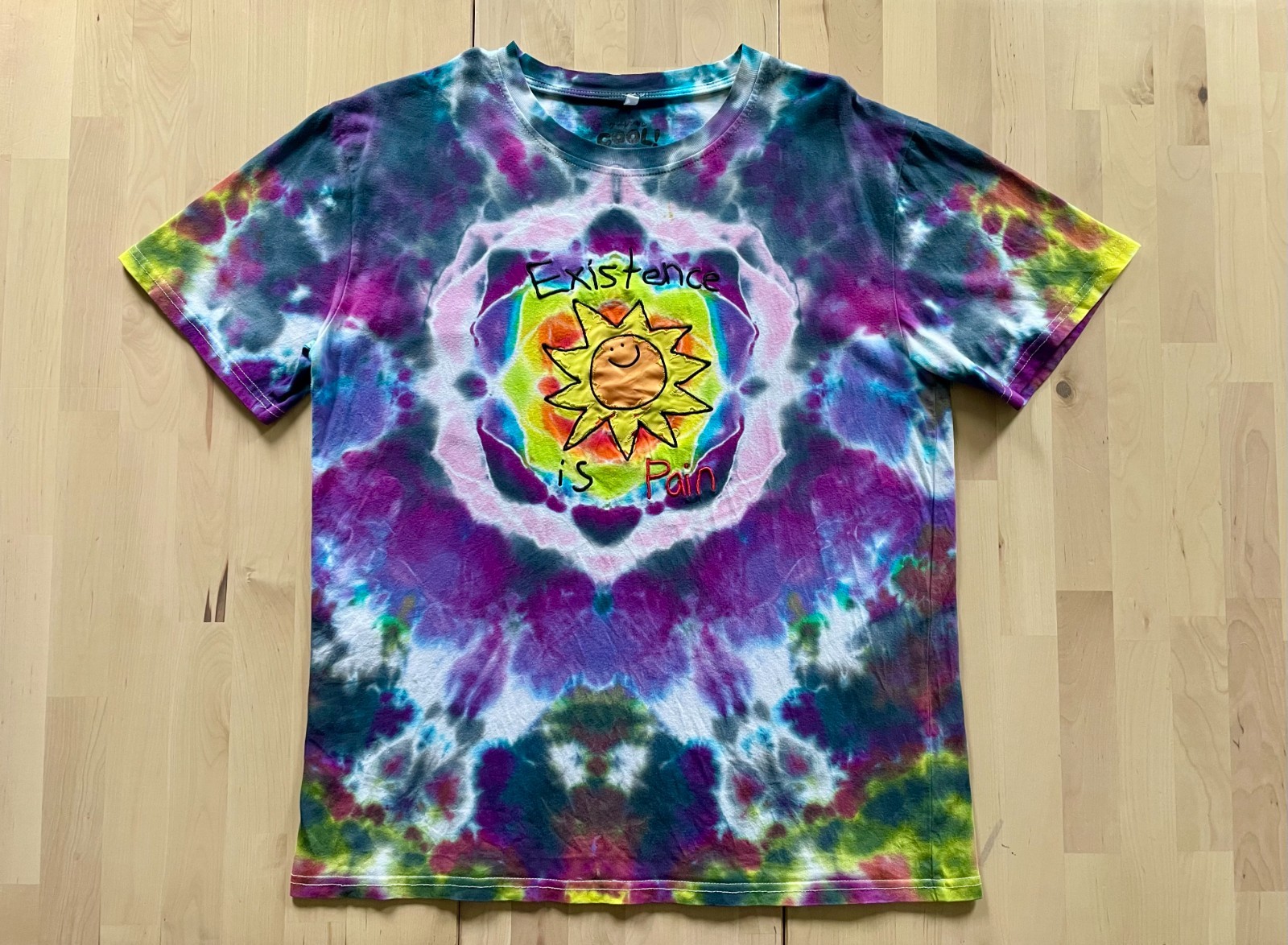 Cool Shirtz Cold Ones Existence is Pain Mandala Tie Dyed T-Shirt size Medium