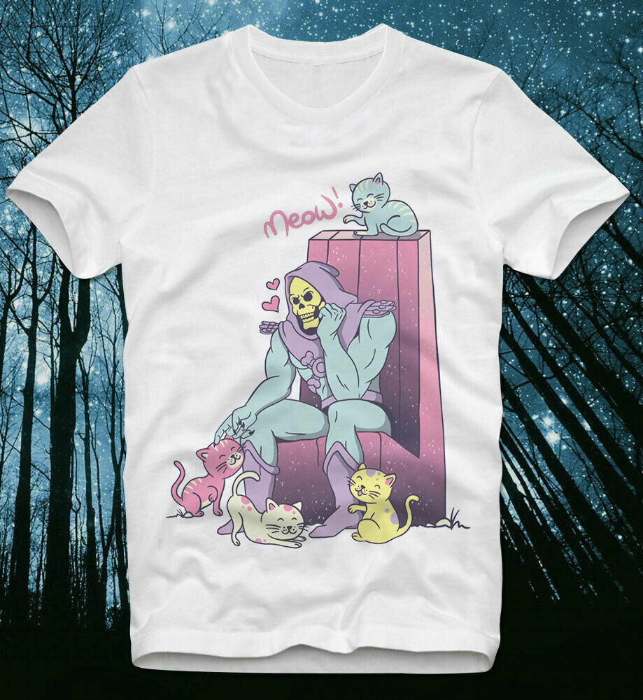 Skeletor’s Cat Cute Funny BLACK / WHITE T-Shirt Size S-5XL