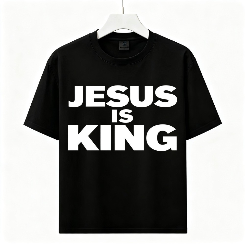 Minimalist Jesus Is King Faith Shirt Unisex Streetwear Basic Cotton Graphic Tee
