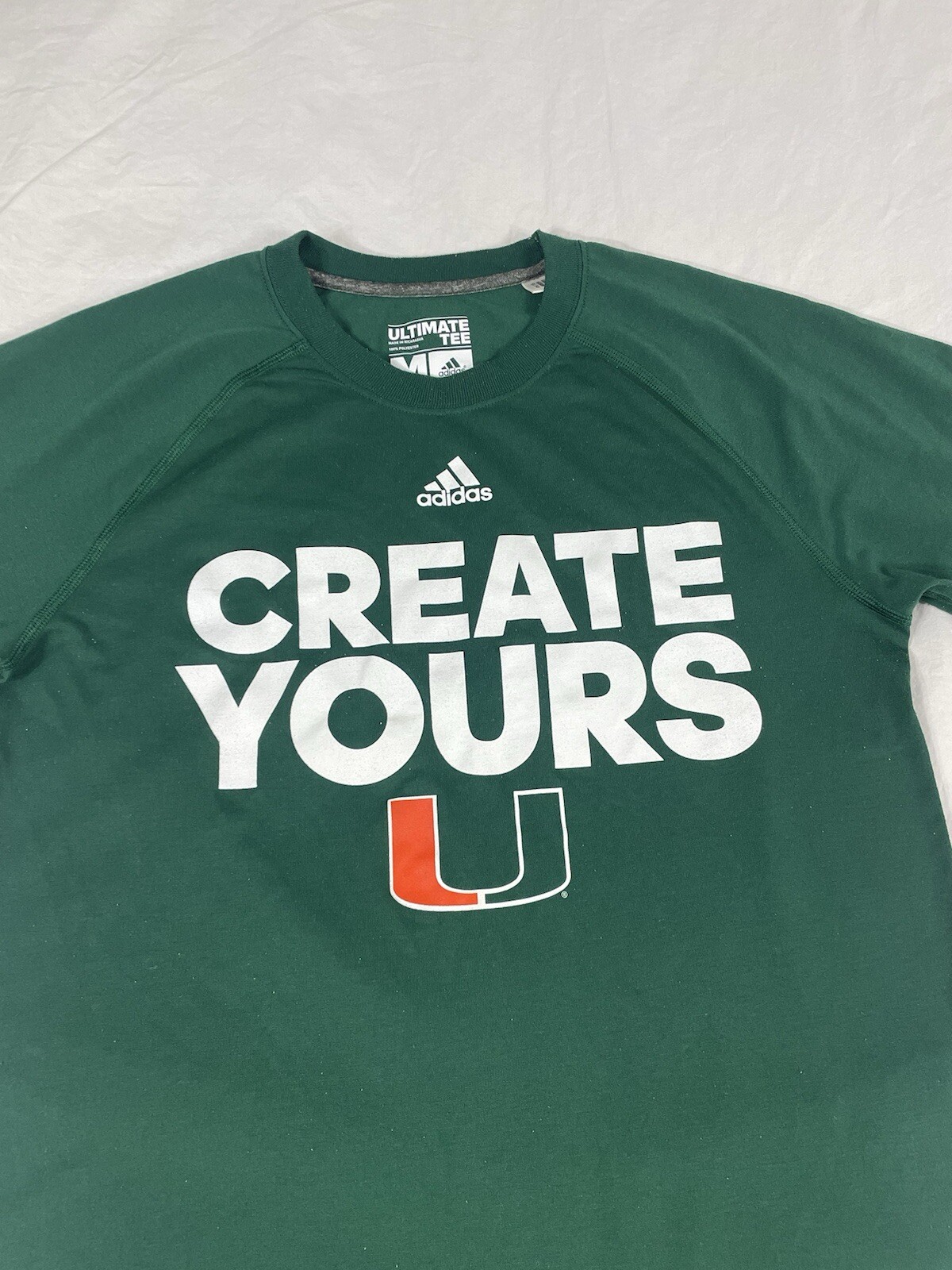 Adidas Climate UM Mens Green Print Short Sleeve Tee Size M