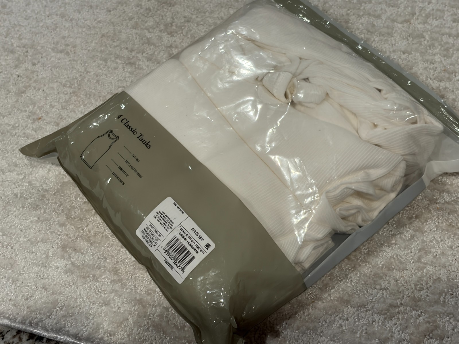 Goodfellow 4 Pack Classic Ribbed Tanks White Stretch Fabric Extra Long Size “M”!