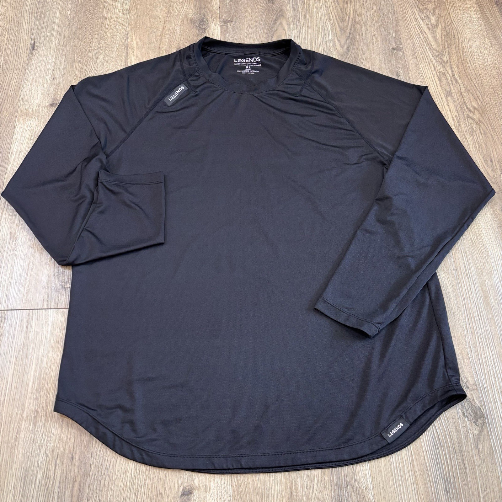Legends Men’s Enzo Long Sleeve Athletic Performance Stretch Shirt Black Size XL
