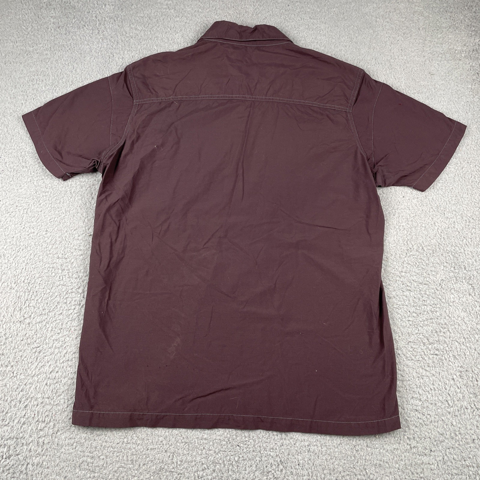 Kuhl Outdoors Button Up Pocket Adventure Shirt Micro Plaid Nylon Medium Maroon