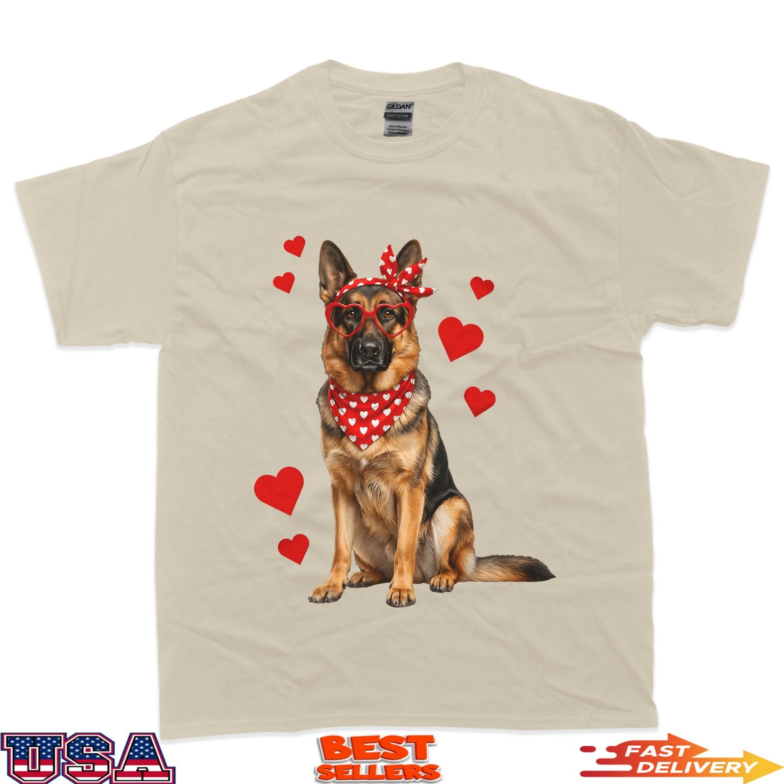 German Shepherd Valentines Day Dog Lover Heart T-Shirt