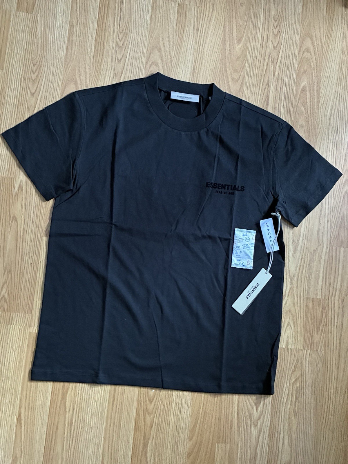 Essentials Fear of God Black Logo Cotton Jersey Crewneck Short Sleeve T-Shirt M
