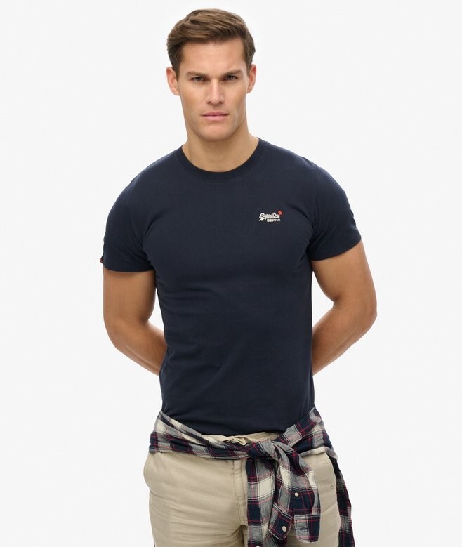 Superdry T Shirt Crew Neck Short Sleeve Contrast Emb Tee Black White Navy Blue