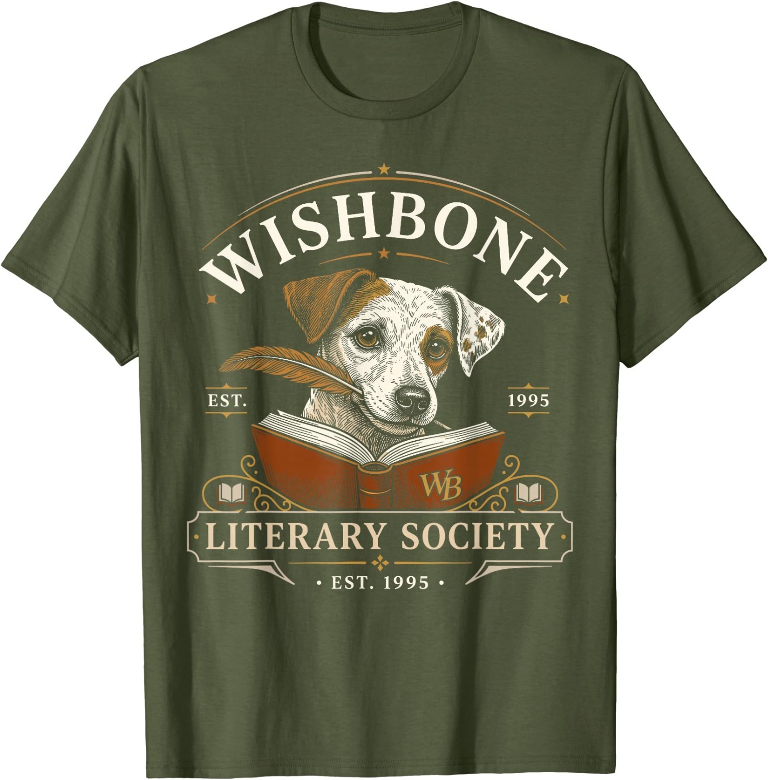 Wishbone Literary Society Est 1995 Dog Reader Vintage T-Shirt