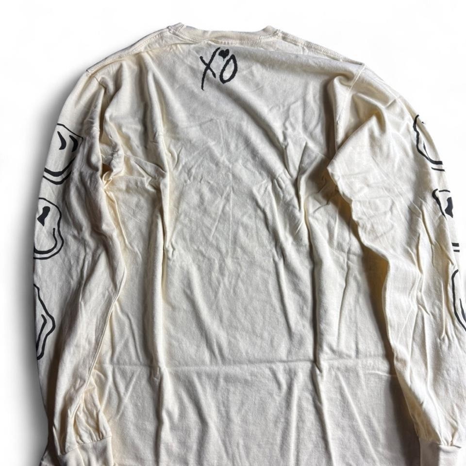 The Weeknd XO Nav Good Intentions Long Sleeve Shirt Cream Smiley Face Mens M