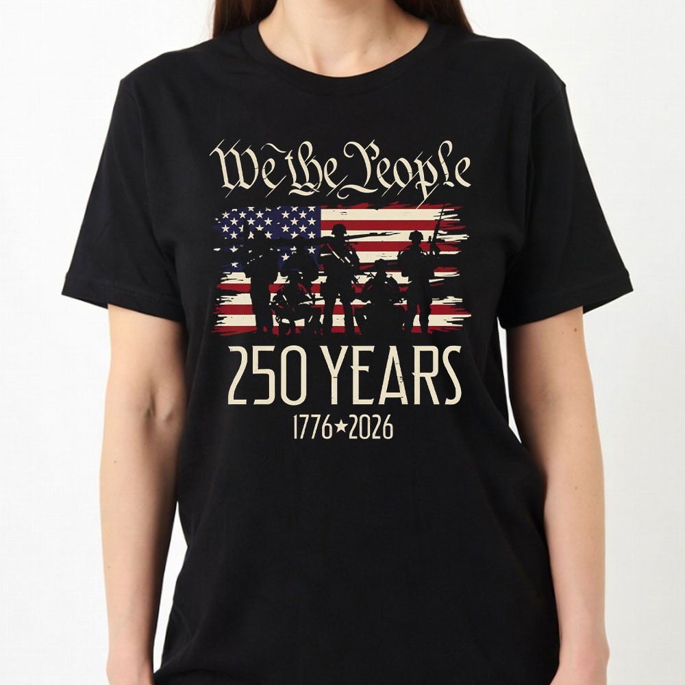 250 Years US Flag 250th Anniversary American Birthday USA T-Shirt Black S-2XL