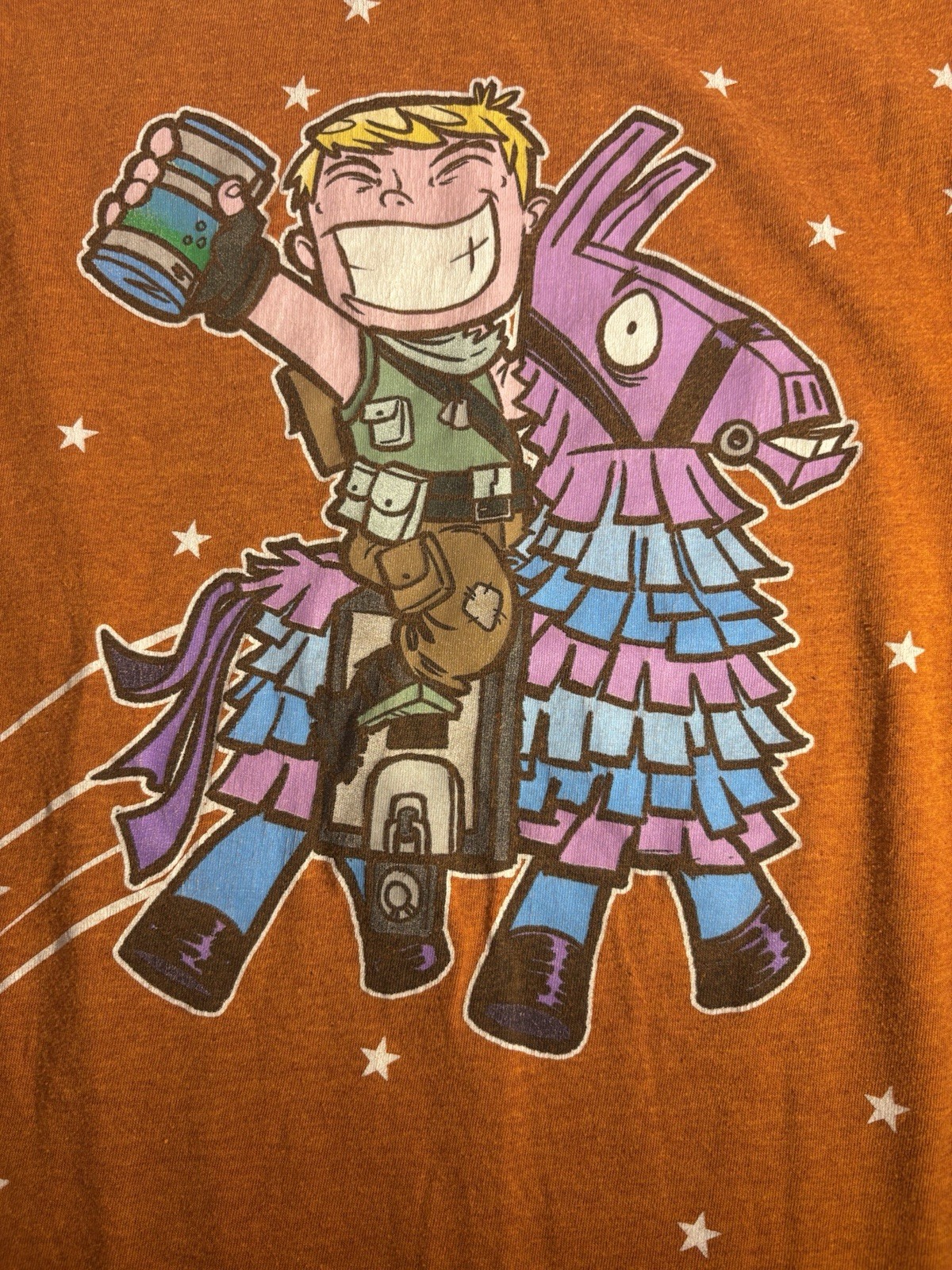 FORTNITE ‘Jonsey Default & Loot Llama’ 100% Cotton T-shirt, L XL – Orange