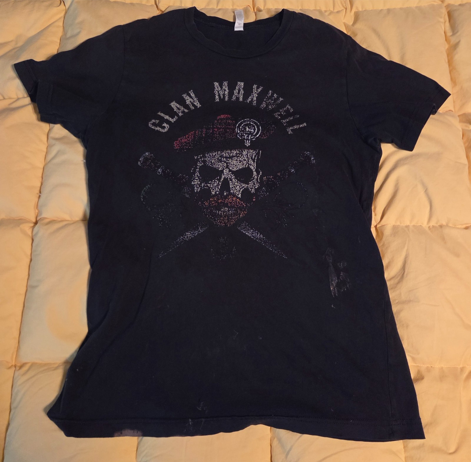Clan Maxwell Scottish Crest Graphic T-Shirt M Black Cotton Tee