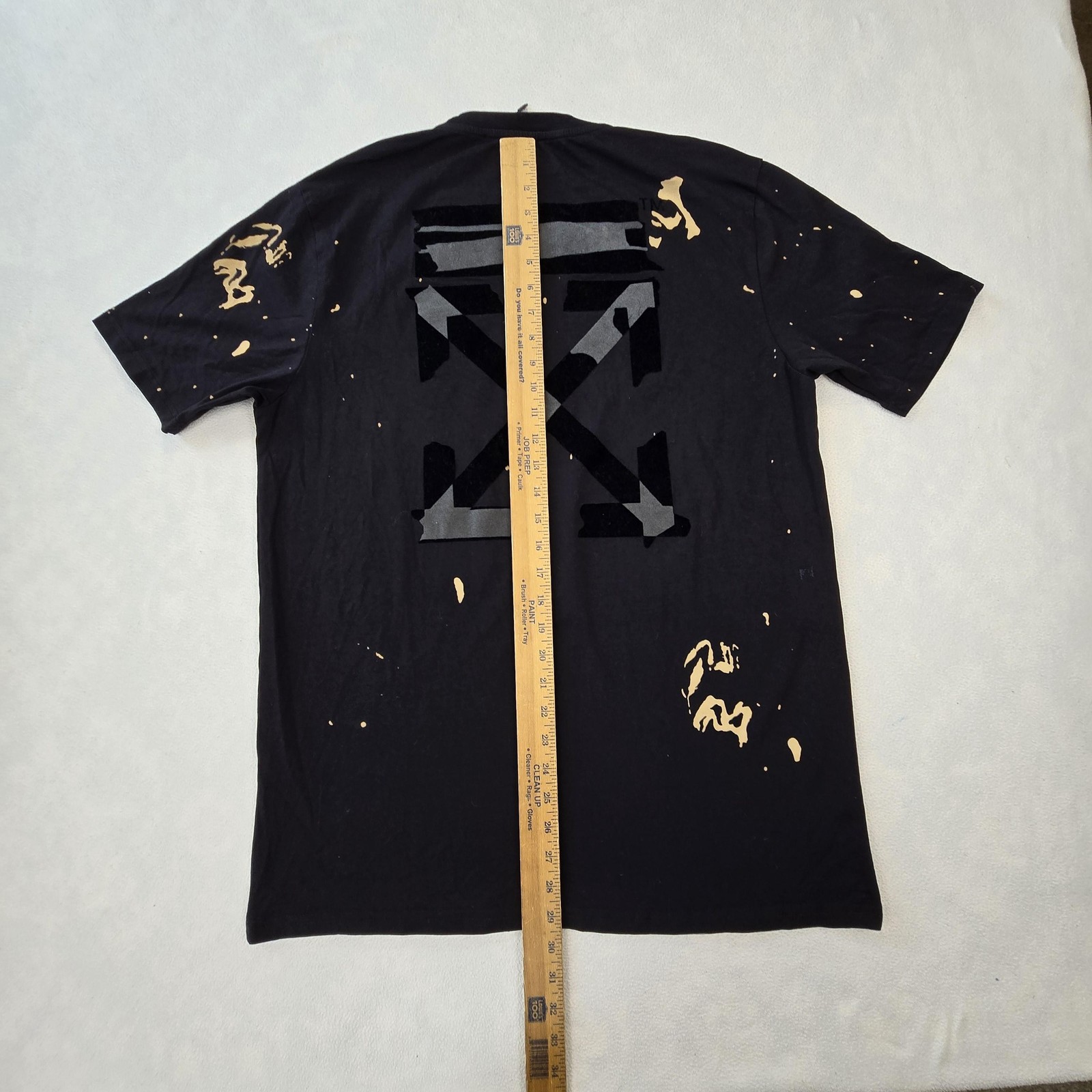 Off-White Shirt Mens 2XL Black Paint Splatter Arrow Back Graphic Tee Streetwear