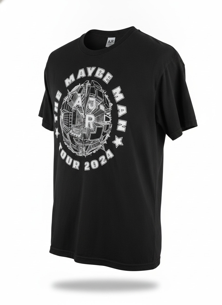 AJR The Maybe Man Tour 2024 Concert T Shirt XXL Black Graphic Band Tee EUC
