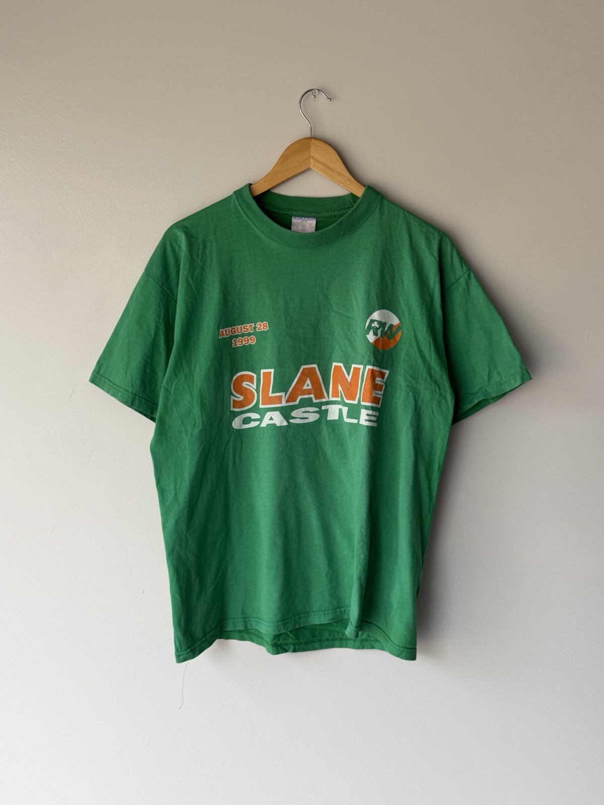 Vintage 1999 Slane Castle Concert T-Shirt Green Irish Double Sided Size L