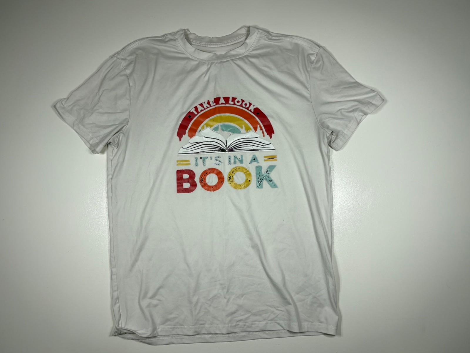 Unbranded T Shirt Adult Unisex Size Unknown White Graphic Reading Book Tee