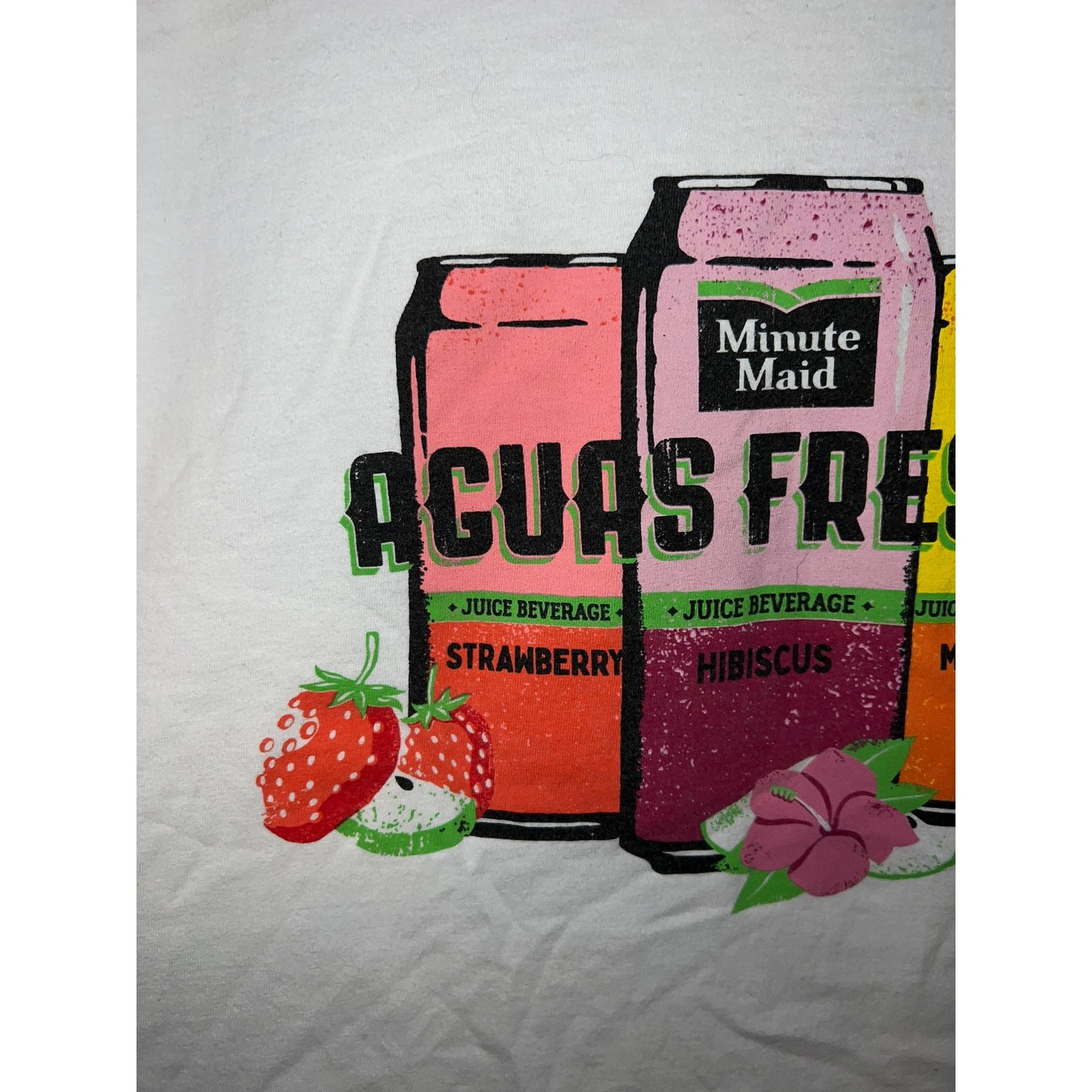 Minute Maid Shirt Aguas Frescas Drink Juice Graphic White Gildan Tee Large