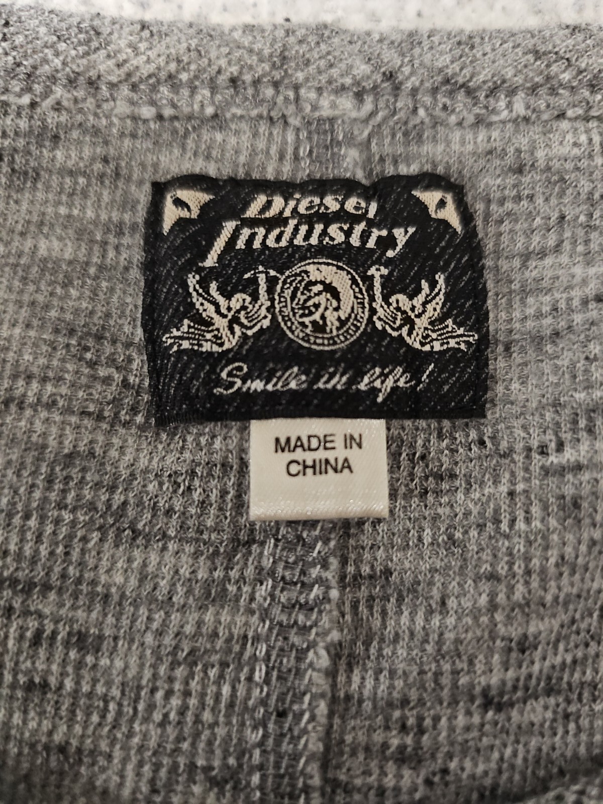 Diesel Industry Henley Stitched Nobel Gray Woven Long Sleeve Shirt SZ Large