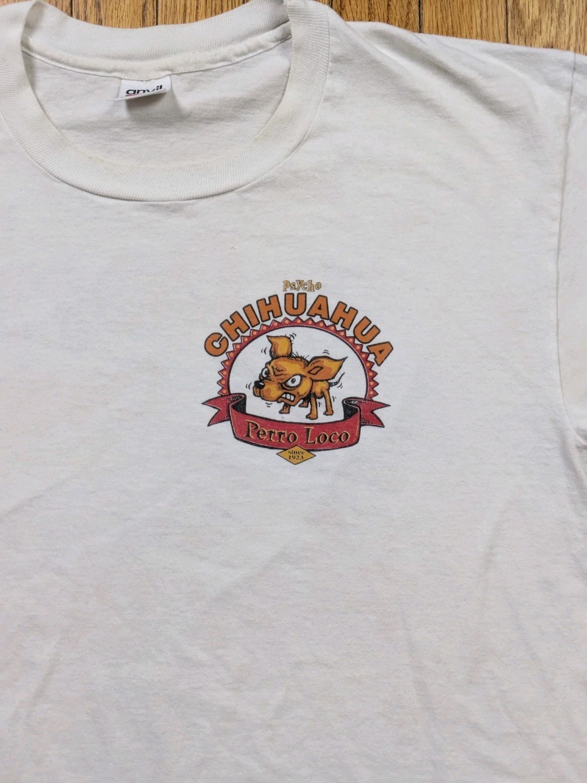 Vintage Psycho Chihuahua T-Shirt Men’s Size XL White Single Stitch 1995 USA