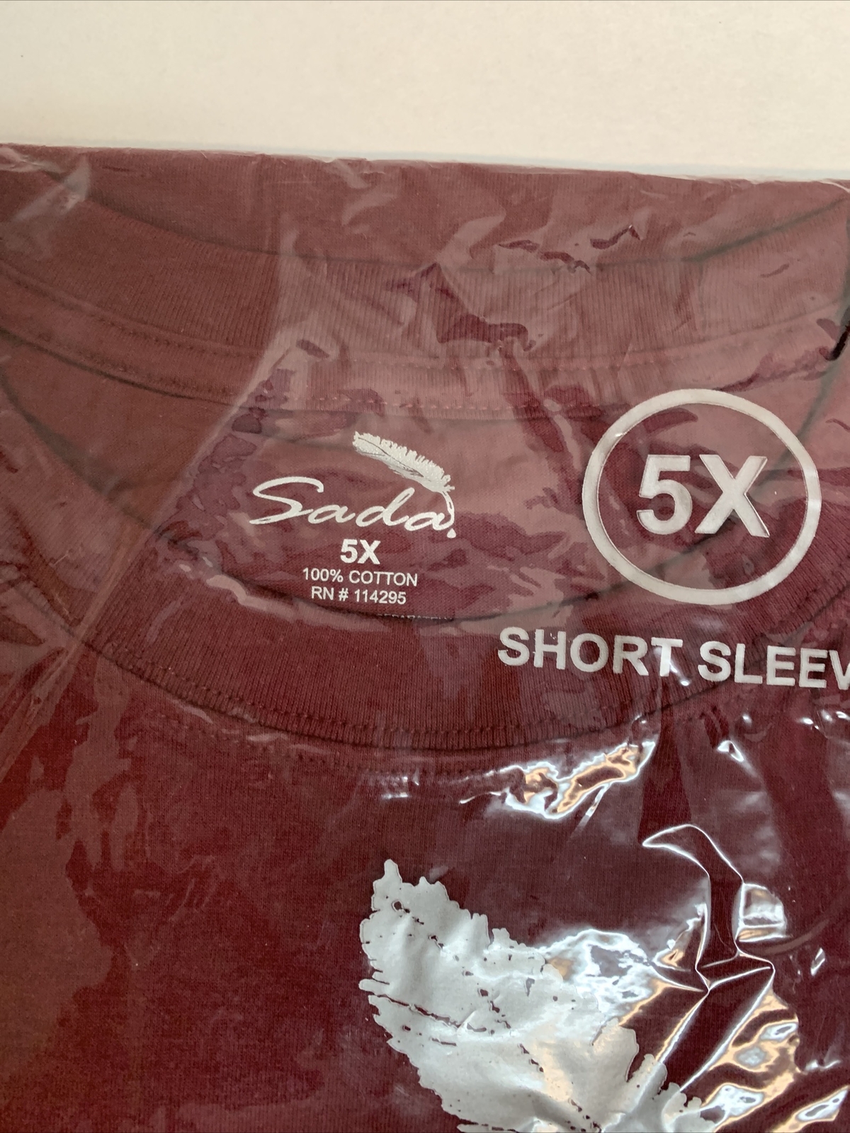 Sada T-Shirt Solid Maroon Short Sleeve Crew Neck 100% Cotton Men’s 5XL