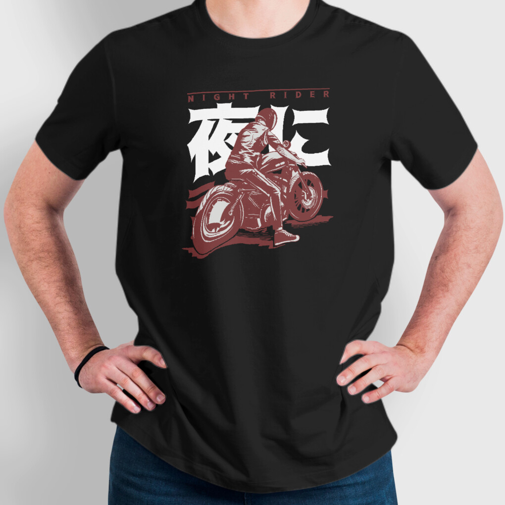 Night Rider Cafe Racer Classic Motorcycle Fine Jersey Cotton T-Shirt