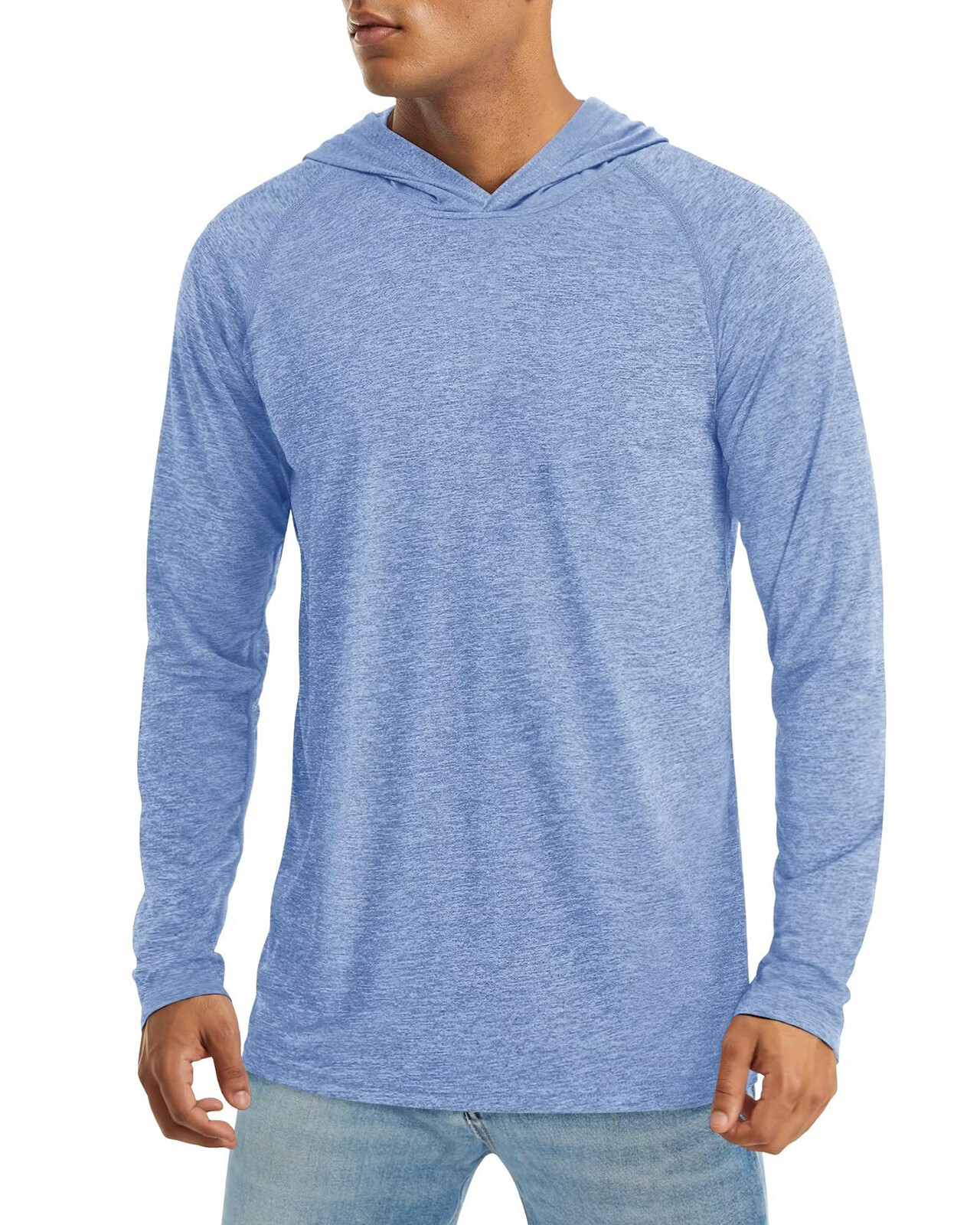 Men’s UPF 50+ Sun T-Shirts Hooded Long Sleeve UV Protection Workout Fishing Tops