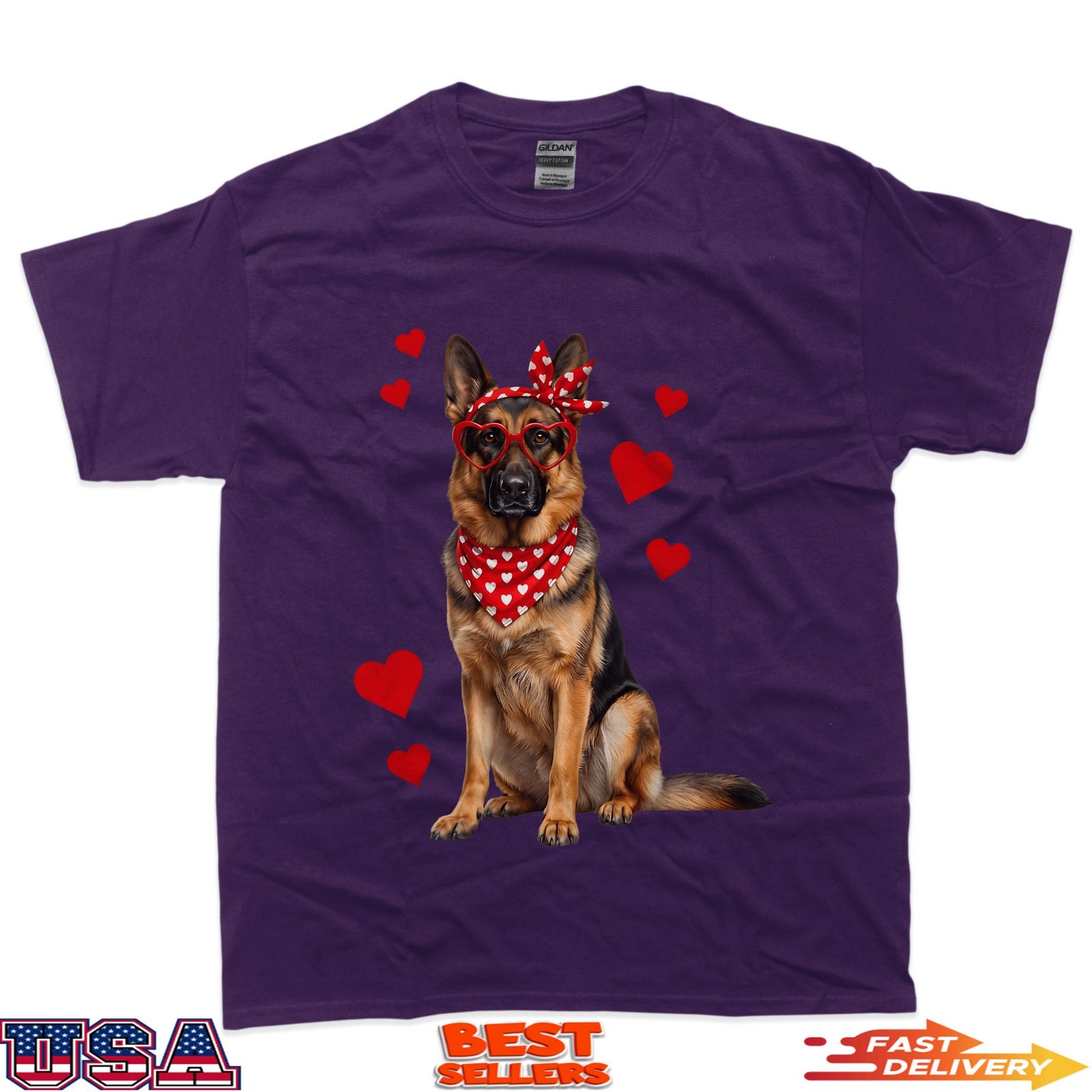 German Shepherd Valentines Day Dog Lover Heart T-Shirt